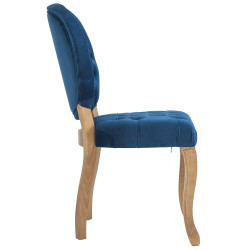 Chaise de salle à manger Temara en velours bleu clair antique
