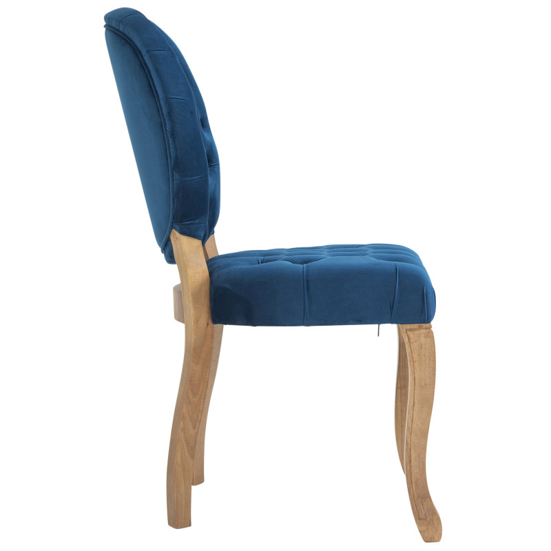 Chaise de salle à manger Temara en velours bleu clair antique