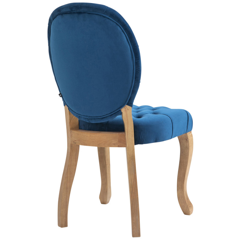 Chaise de salle à manger Temara en velours bleu clair antique