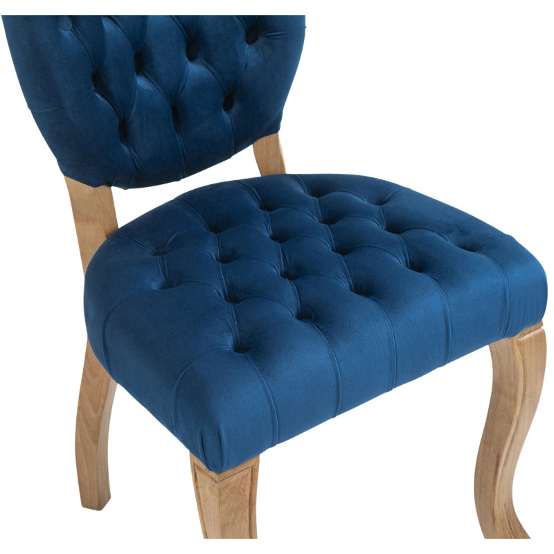 Chaise de salle à manger Temara en velours bleu clair antique