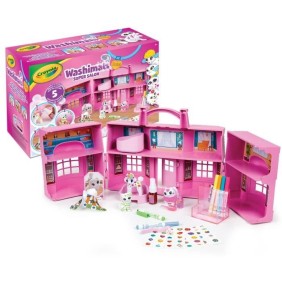 Coffret Super Salon Washimals - CRAYOLA - 5 animaux miniatures - Accessoires lavables a l'eau