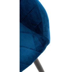 Chaise de salle à manger Shila en velours bleu