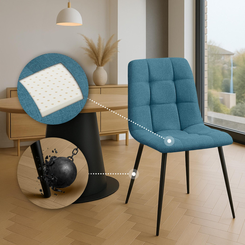Chaise de salle à manger Tilde en tissu bleu