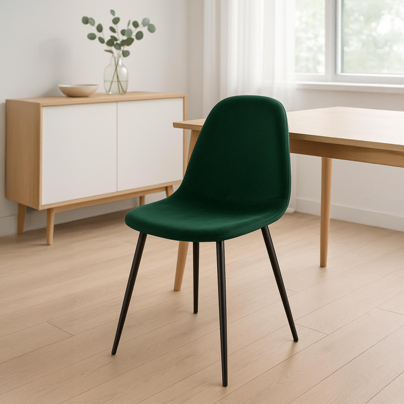 Chaise de salle à manger Napier en velours vert