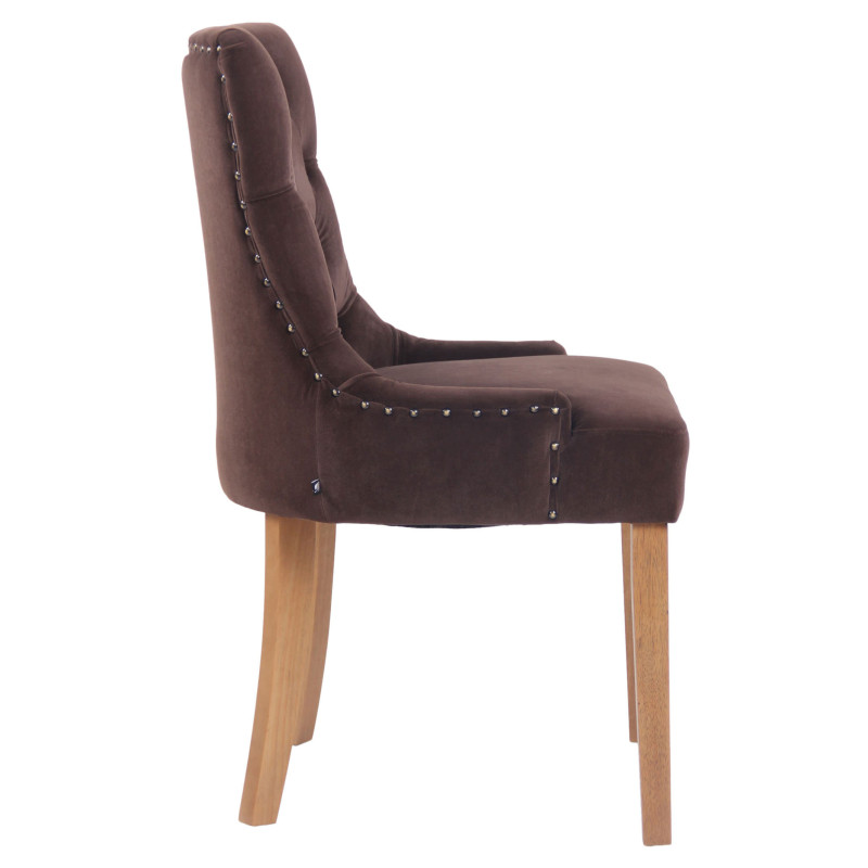Ensemble de 4 chaises de salle à manger en velours Aberdeen marron clair antique