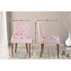 Ensemble de 4 chaises de salle à manger en velours Aberdeen rose clair antique