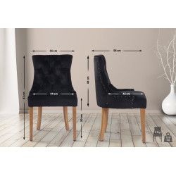 Ensemble de 4 chaises de salle à manger en velours Aberdeen noir clair antique