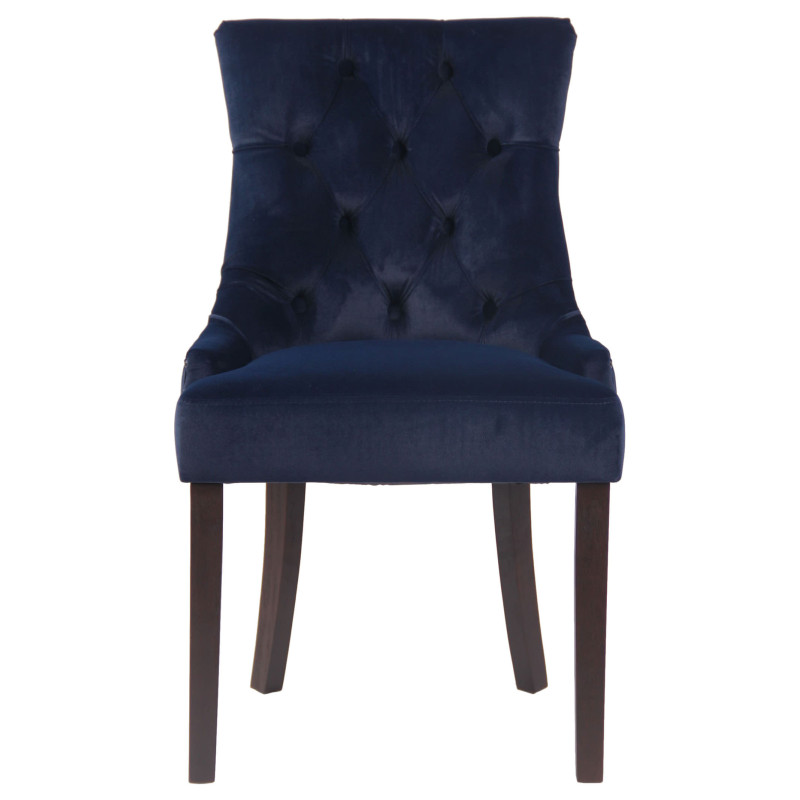 Lot de 4 chaises de salle à manger Aberdeen en velours bleu antique