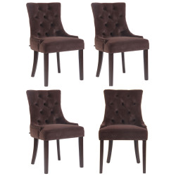 Lot de 4 chaises de salle à manger Aberdeen en velours marron antique