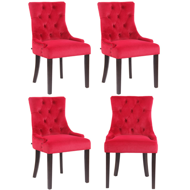 Lot de 4 chaises de salle à manger Aberdeen en velours rouge antique