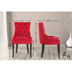 Lot de 4 chaises de salle à manger Aberdeen en velours rouge antique