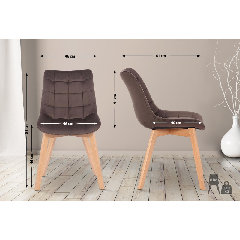Chaise de salle à manger Passaic en velours marron