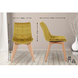 Chaise de salle à manger Passaic en velours jaune