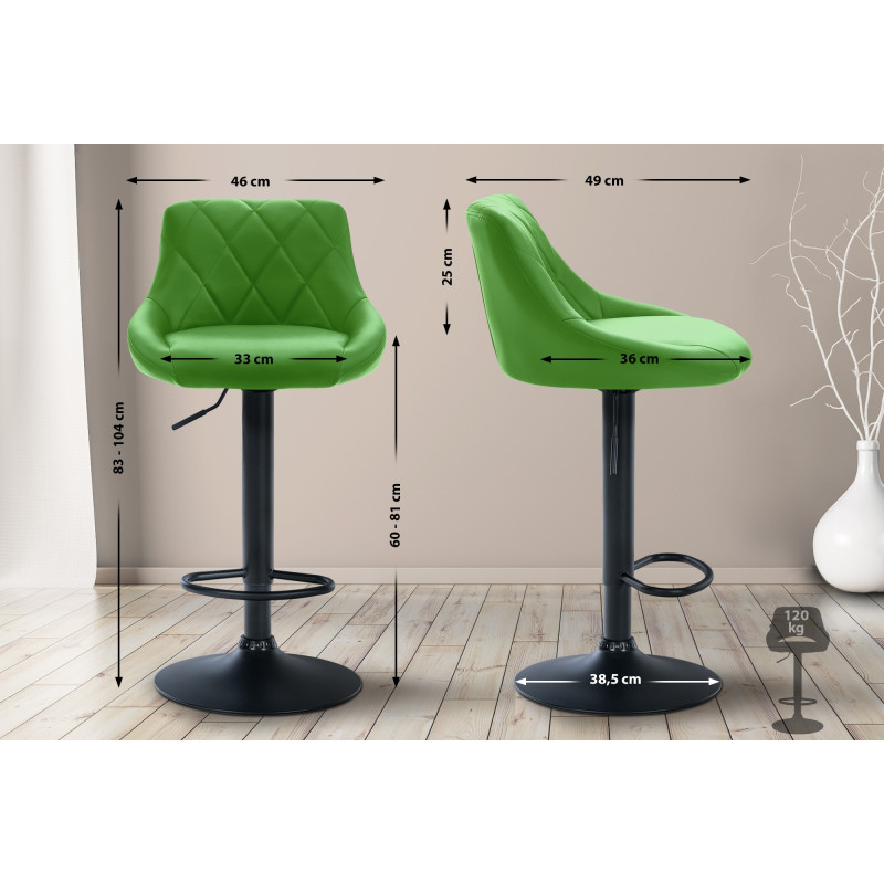 Tabouret de bar Lazio, simili cuir noir