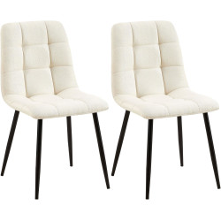 Lot de 2 chaises de salle à manger Tilde en tissu crème