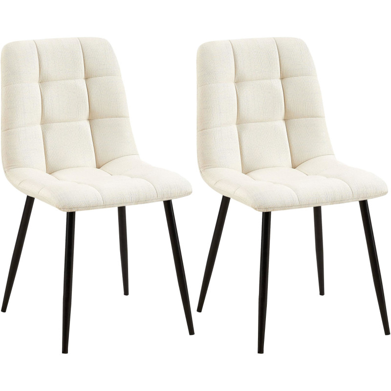 Lot de 2 chaises de salle à manger Tilde en tissu crème