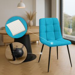 Lot de 2 chaises de salle à manger Tilde en tissu turquoise