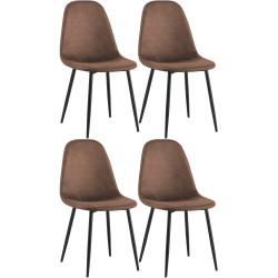 Ensemble de 4 chaises de salle à manger Napier, similicuir marron