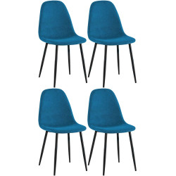 Lot de 4 chaises de salle à manger en tissu Napier bleu