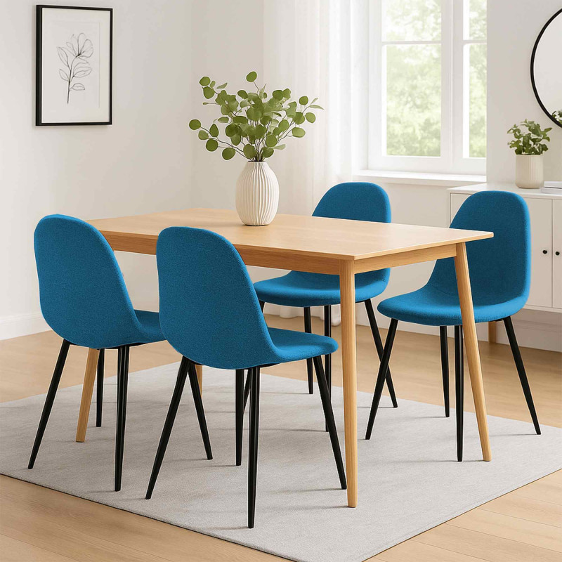 Lot de 4 chaises de salle à manger en tissu Napier bleu
