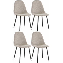Lot de 4 chaises de salle à manger en tissu Napier crème