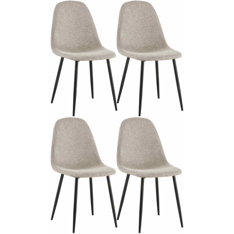 Lot de 4 chaises de salle à manger en tissu Napier crème