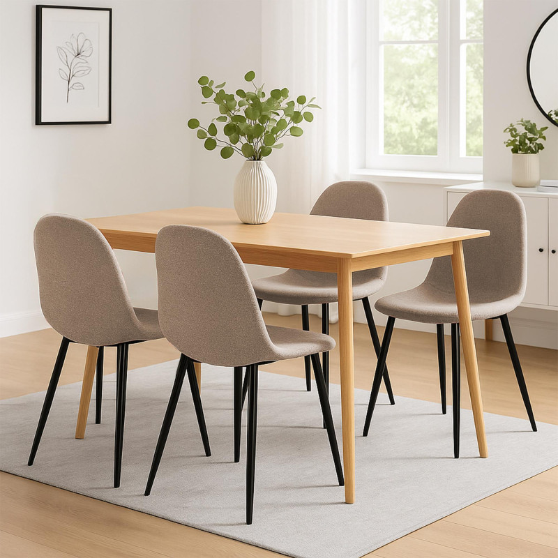 Lot de 4 chaises de salle à manger en tissu Napier crème