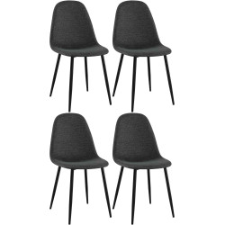 Lot de 4 chaises de salle à manger en tissu Napier noir