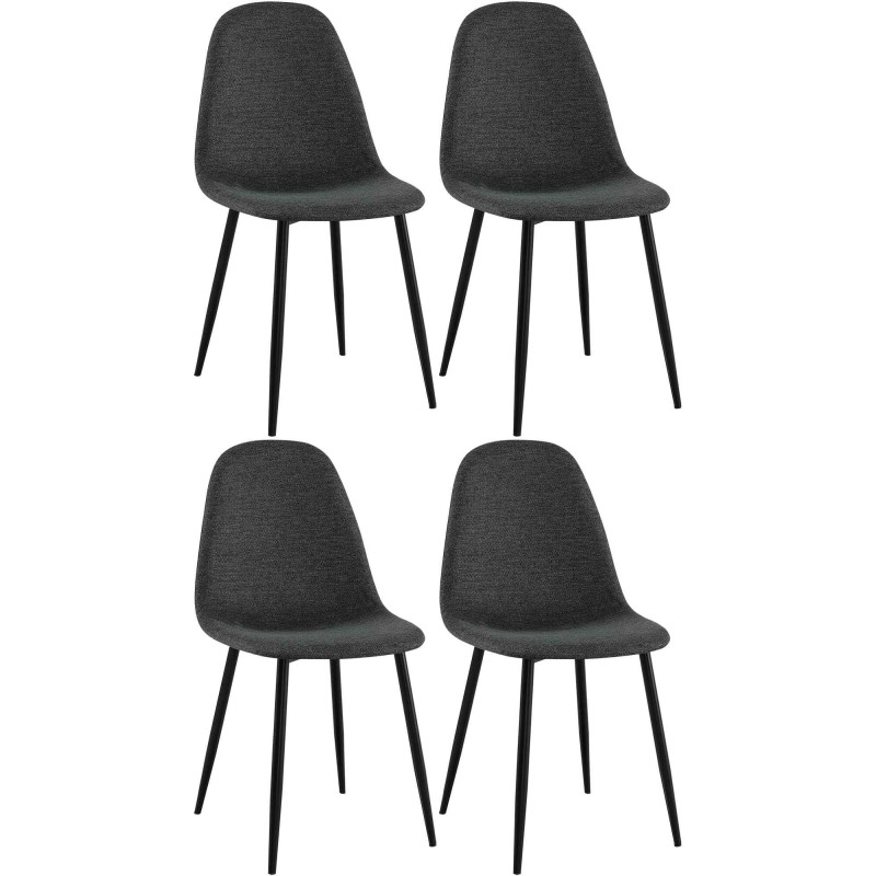 Lot de 4 chaises de salle à manger en tissu Napier noir