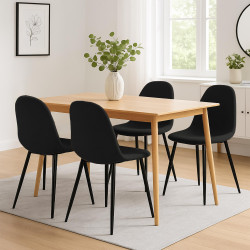 Lot de 4 chaises de salle à manger en tissu Napier noir