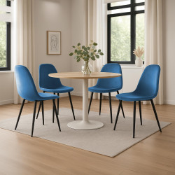 Ensemble de 4 chaises de salle à manger en velours Napier bleu