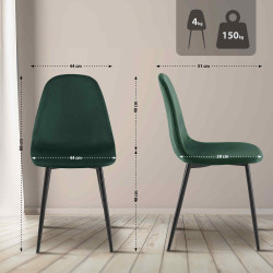 Ensemble de 4 chaises de salle à manger en velours Napier en vert