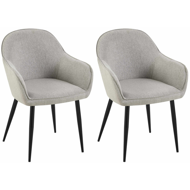 Lot de 2 chaises de salle à manger en tissu Boise gris
