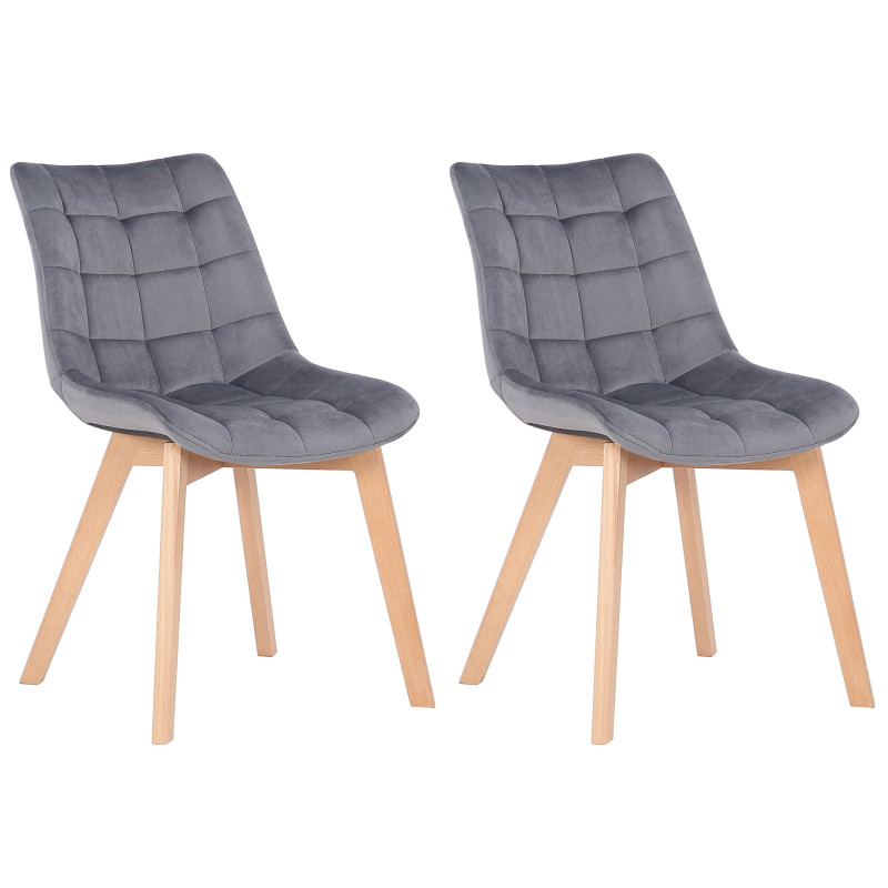 Lot de 2 chaises de salle à manger Passaic en velours gris