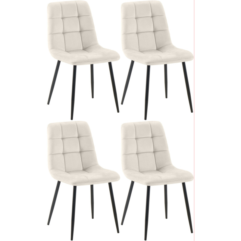 Lot de 4 chaises de salle à manger Antibes en blanc crème