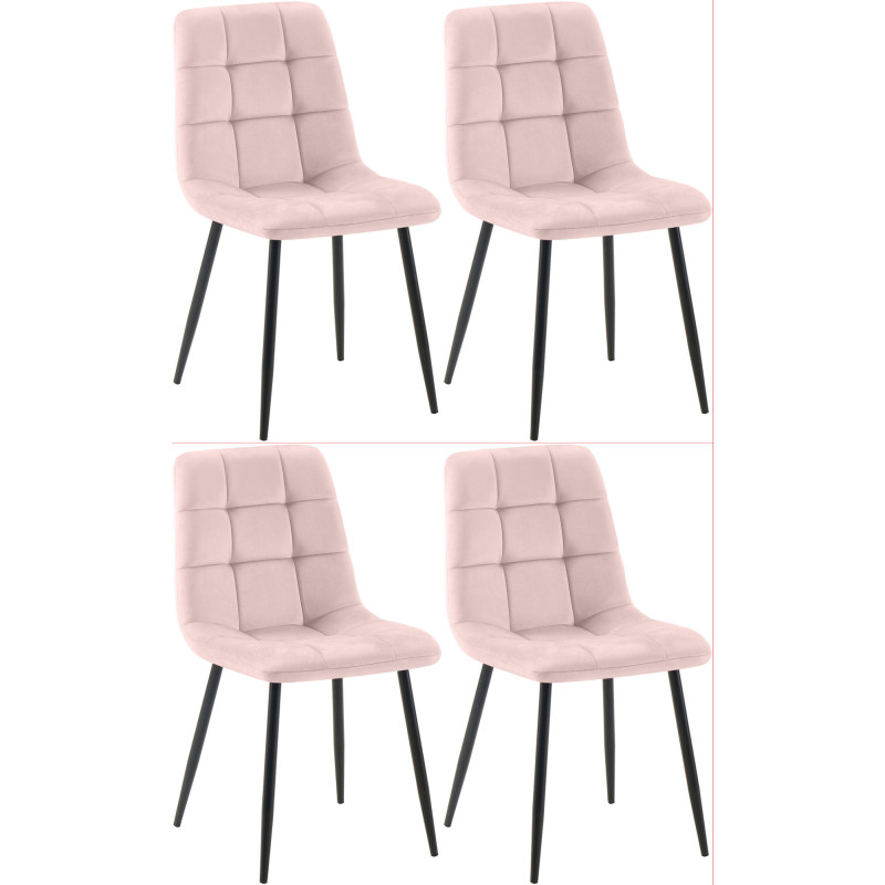 Lot de 4 chaises de salle à manger Antibes rose
