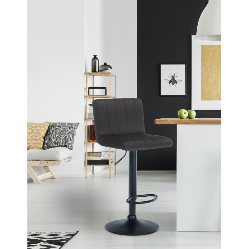 Tabouret de bar en velours Jamie noir