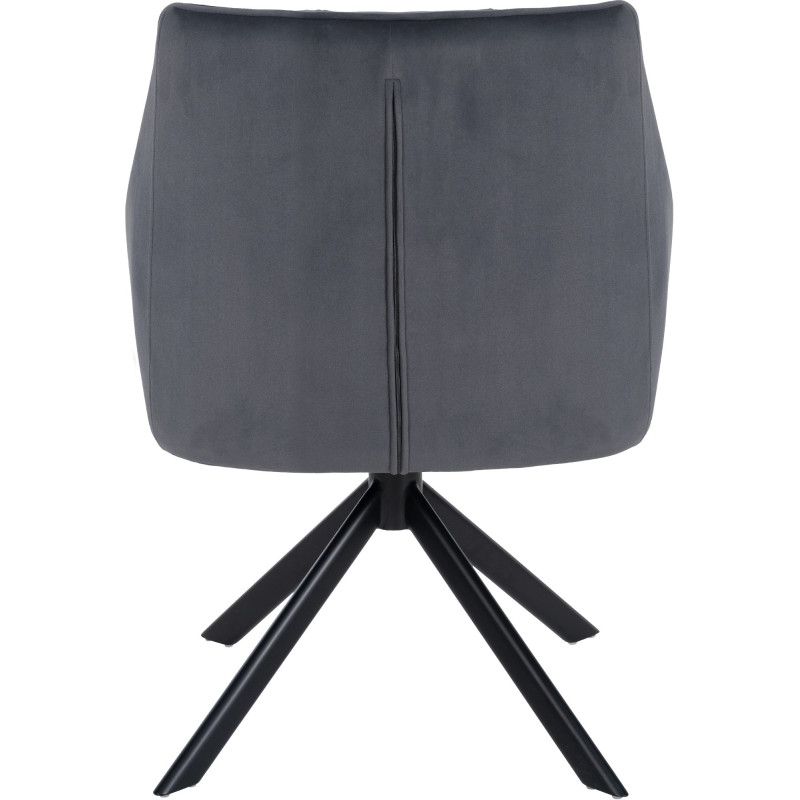Chaise de salle à manger Swing en velours noir gris foncé