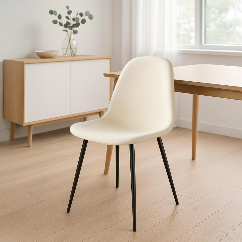 Chaise de salle à manger Napier en velours crème