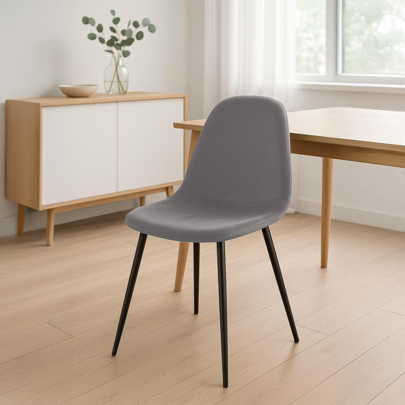 Chaise de salle à manger Napier en velours gris