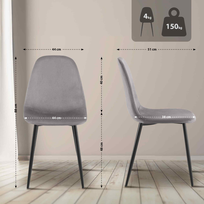 Chaise de salle à manger Napier en velours gris