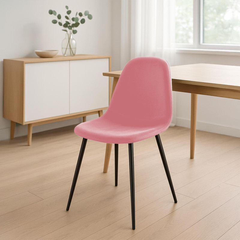 Chaise de salle à manger Napier en velours rose