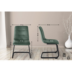 Chaise de salle à manger Vermont en velours vert foncé