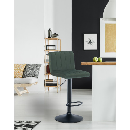 Tabouret de bar Jamie velours vert