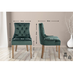 Chaise de salle à manger Aberdeen en velours antique vert clair foncé
