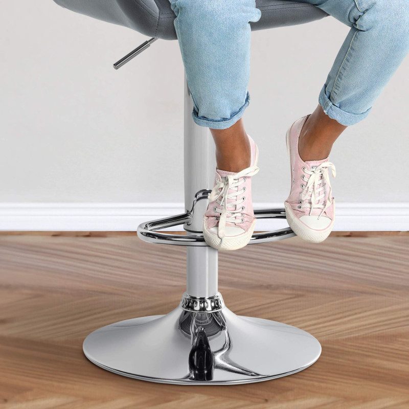 Tabouret de bar Braga en velours chromé gris foncé