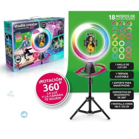 Kit de création vidéo avec rotation 360° et anneau lumineux LED multicolore - Canal Toys