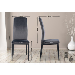 Chaise de salle à manger Savino en velours gris