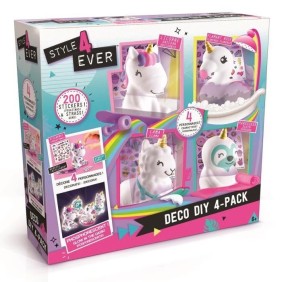 STYLE 4 EVER Mini Deco DIY - Lot de 4 mini-figurines a décorer et a personnaliser qui brillent dans le noir ! - OFG 177 - 6 ans 