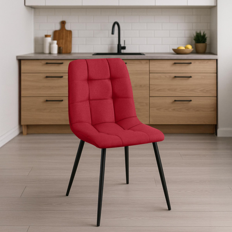 Chaise de salle à manger Antibes tissu rouge